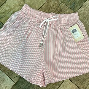 Elan Pink Striped High Waist Shorts